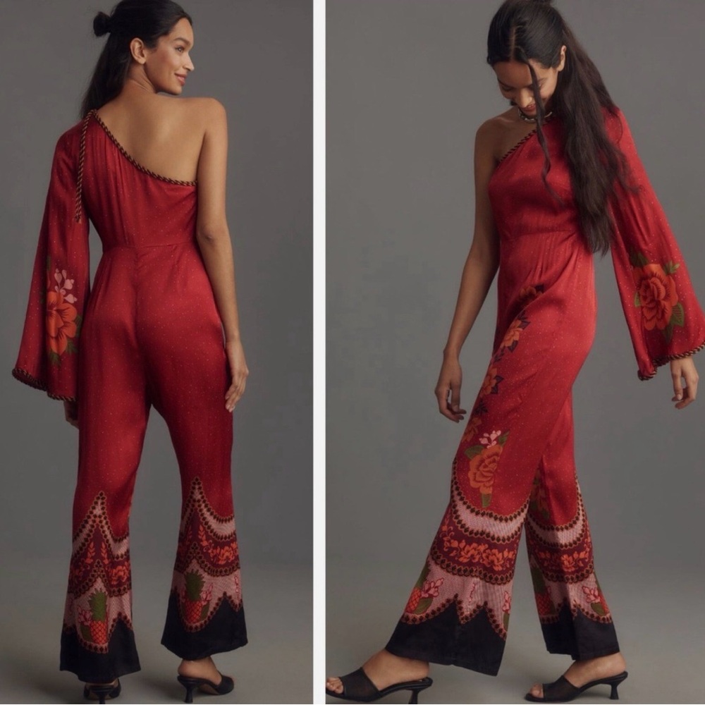 Farm rio Elegant Red Floral Jumpsuit